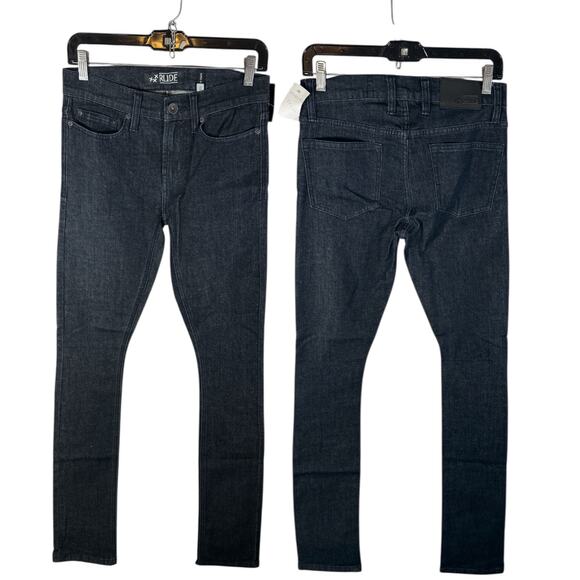RUDE Hot Topic NWOT Men's 26x32 Dark Indigo Blue Super Skinny Jeans Stretch - Picture 2 of 11